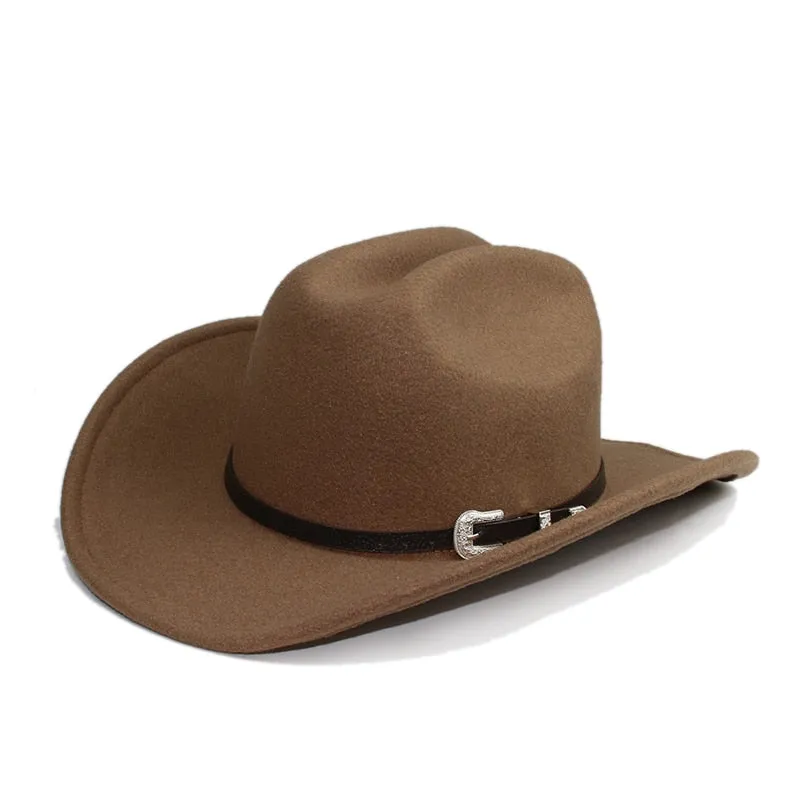 Unisex Retro Casual Leather Band Large Wide Brim Western Cowboy Hat