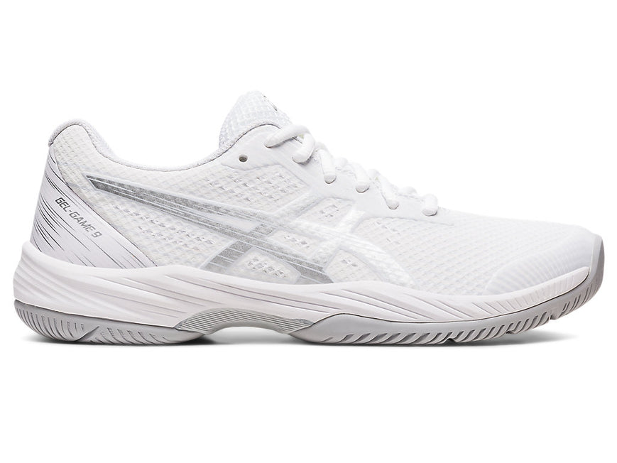 Women's Asics Gel-Game 9, White/Pure Silver, 10 B Medium